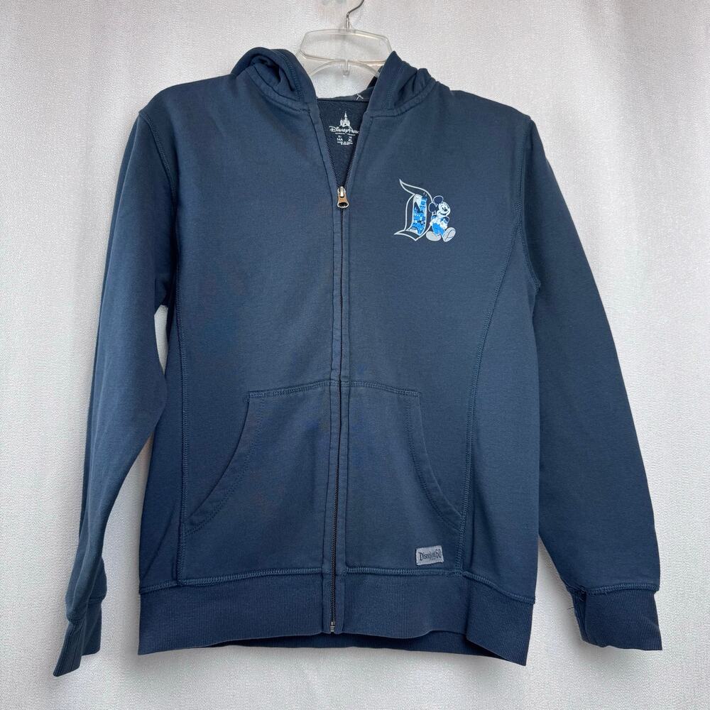 Disney Park Full zip hoodie Mickey graphic on chest with "D" Logo Size Youth XL